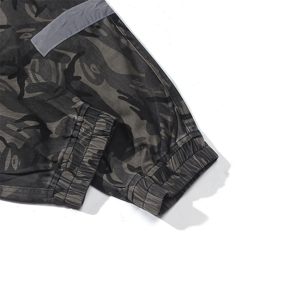 Уличная одежда, спортивные штаны для мужчин, Jogger, эластичная резинка на талии, длина по щиколотку, брюки Светоотражающие, модные мужские брюки карго HZ152
