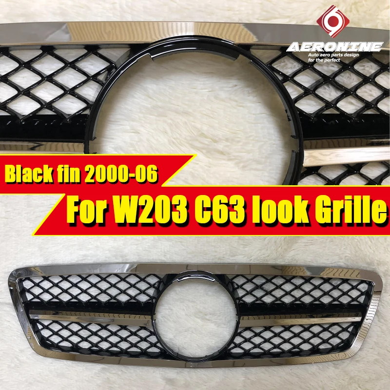 Для Mercedes C203 W203 C Class Sports Передняя C63 решетка гриль грили Гальваническая черная