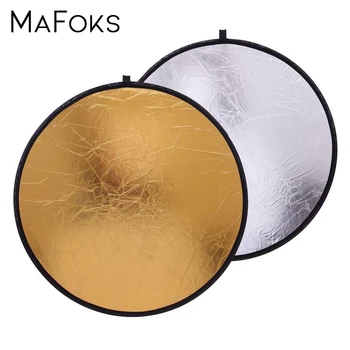 

43" 110cm 2 in 1 Portable Collapsible Multi-Disc Light Round Reflector with Silver Gold For Photography Studio Accessories
