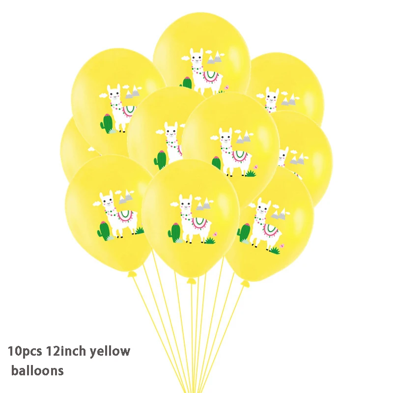 10ps yellow balloon Fiesta вечерние украшения Мексиканская вечерние поставки красочные Альпака кактус Fiesta Виниловый фон с шарами кактус Фольга шары девичник - Цвет: 10ps yellow balloon