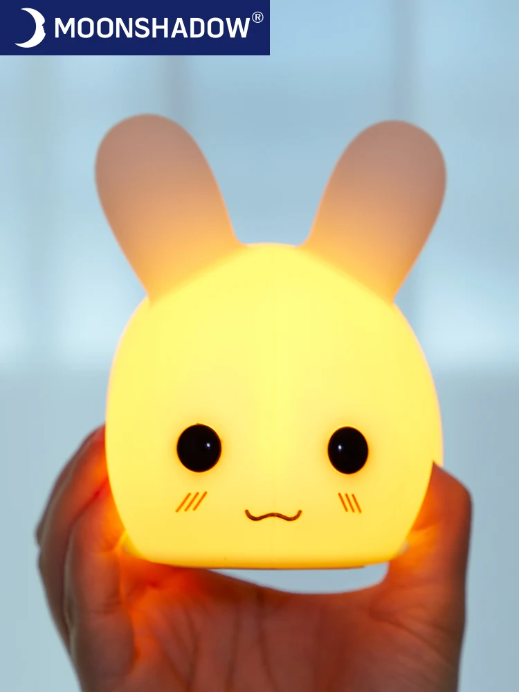 Touch Rabbit Night Lights Silicone Dimmable USB Rechargeable Lamps for Children Baby Gifts Cartoon Cute Animal Bunny Night Lamp