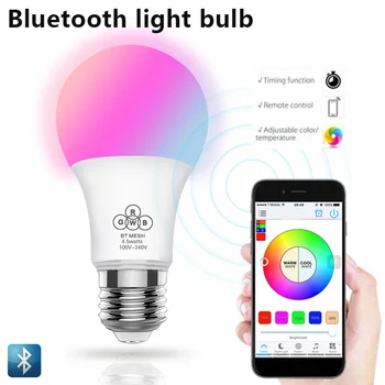 

Bluetooth Lamp RGBW Party Durable Bluetooth Smart Bulb Bluetooth Light E27 APP Remoto Control Dimmable Wireless Home Bedroom 7W