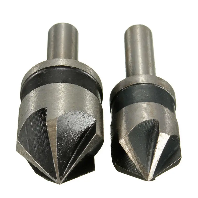 DWZ 2PC 1/4 Shank 82 Degree Countersink Chamfer Cutter 5 Flute Countersink Drill Bit Set