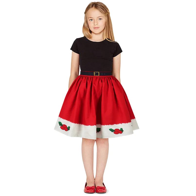 A New Teen Kids Girls 3D Print Christmas Xmas Princess Skirt Clothes Outfits New Year Girl Mini Skirt 40N01 - Цвет: A