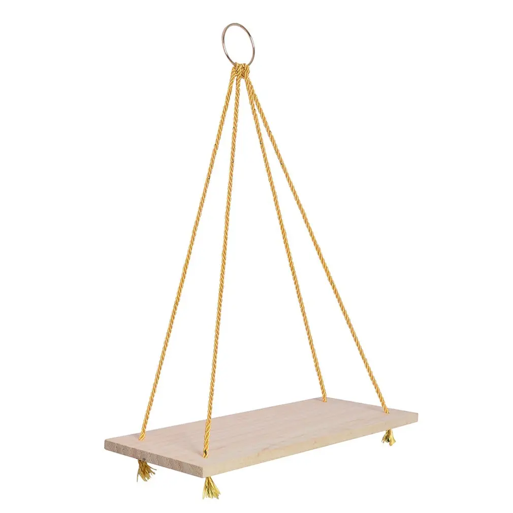 

1Pc Solid Wood Rope Wall Hanging Frame Retro Floating Storage Rack Home Decoration Living Room Wall Storage Rack