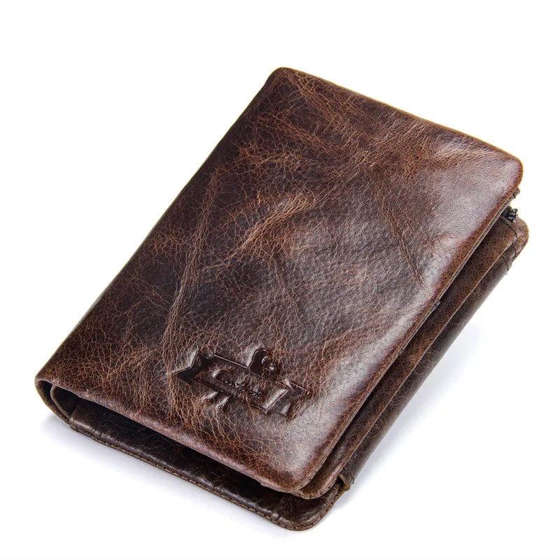 Для мужчин Кошелек Ретро Crazy Horse кожа Tri-Fold короткая Для мужчин женских сумок