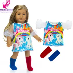 18 "Одежда для куклы, платье, носок, радуга, лошадь, 40 см, Детская Одежда для куклы, детское платье для куклы