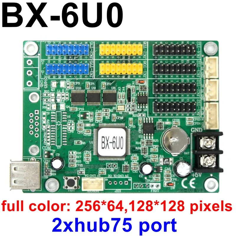 BX-6U0 карта контроля USB 256*64 пикселей асинхронный беспроводной u-диск светодиодный контроллер для одного, двойного, полноцветный P10, p3, p4, p5, p6
