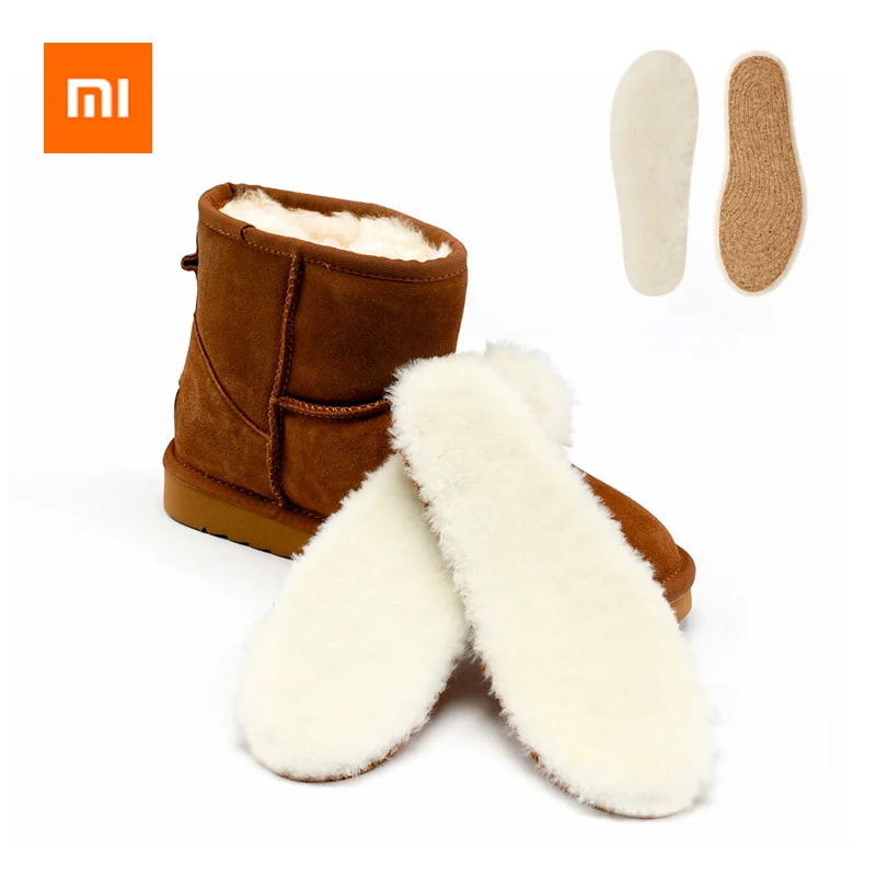 Xiaomi Youpin, овечья кожа, пробковая стелька, теплоизоляция, сохраняющая тепло, мягкая, зимняя, натуральный мех, термостельки для ботинок, кроссовок