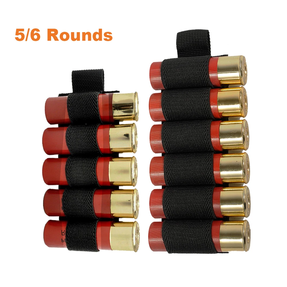 

1000D Shotgun Buttstock Shell Holder Tactical 5/6 Rounds Bullet Pouch Military Elastic Ammo Pouch Hunting Gun Shell Holder