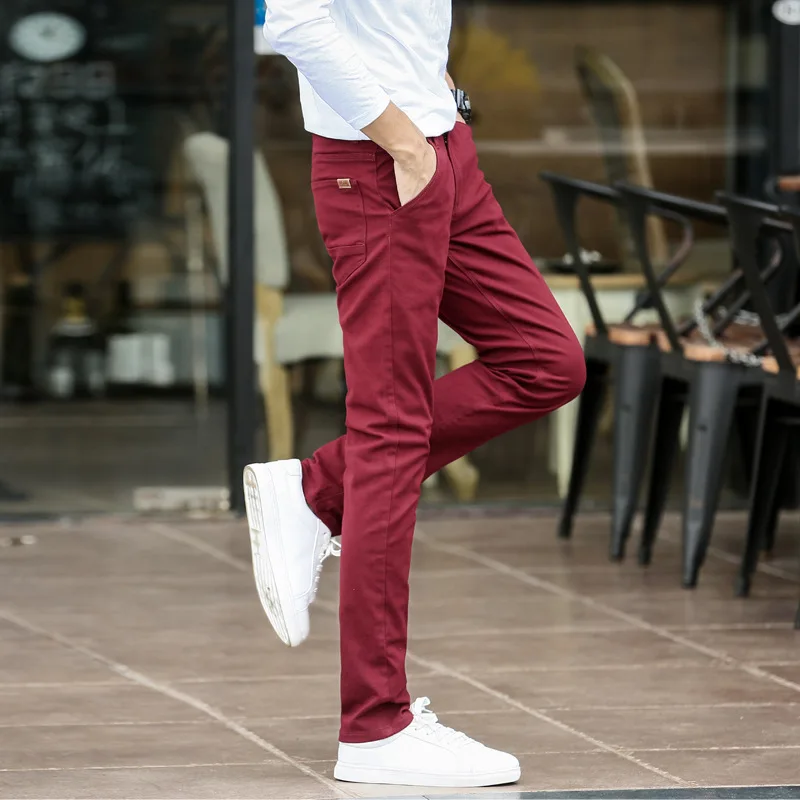 2020 Men Pants Slim Fit Black Red 