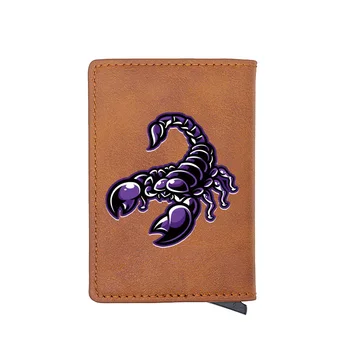 

Purple Scorpion Design Digital Printing Leather Card Holder Wallet Men Women Fashion Multifunction Mini Short Purse Gift