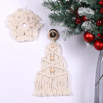 

Hand-woven Christmas Style Tapestry Pure Cotton Thread Simulated Small Snow Flower Decoration Room Bedside Wall Tapestry