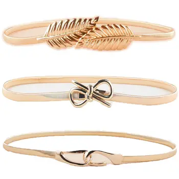 

Ladies Women Gold Metal Chain Skinny Elastic Belt Dress Corset Waistband NEW LLBLT0520