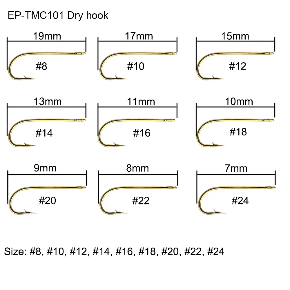 EP-TMC101 Eupheng 100 шт. EP-TMC101 крючок для сухой рыбалки прямой 1X Тонкий крючок широкий зазор кованый крючок для ловли нахлыстом - Цвет: EP-TMC101