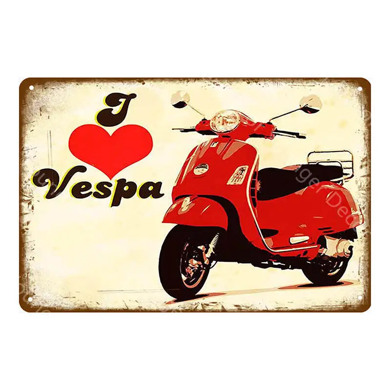 Это мод вещь металлическая вывеска итальянский скутер Vespa Lambretta ВИНТАЖНЫЙ ПЛАКАТ классический электромобиль стикер на стену автомобиль гараж