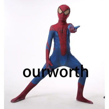 

Amazing 1 Spiderman Costume halloween Spandex Print spider-man superhero Cosplay Costume for kids/children In Stock