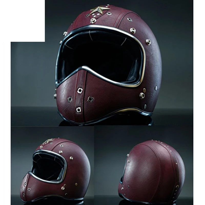 Мотоциклетный шлем в стиле ретро мотоциклетный для Кафе Racer на все лицо