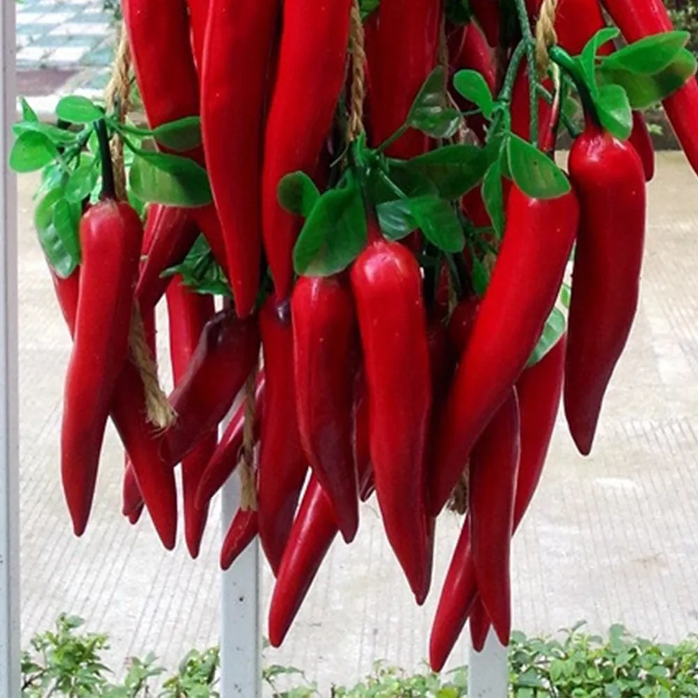 Plastic Simulation Red Pepper Skewer Simulation Fruit And Vegetable Model Rattan String Farmhouse Hotel Decoration