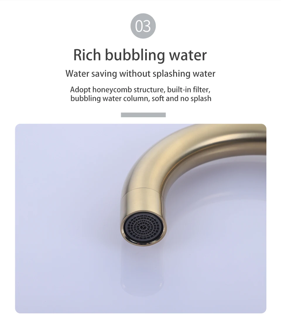 Messing Gold Deck Montiert Einzel Halter Loch 360 Grad Drehung Becken Mixer Wasserhahn Bad Waschbecken Wasserhahn – Detail 9