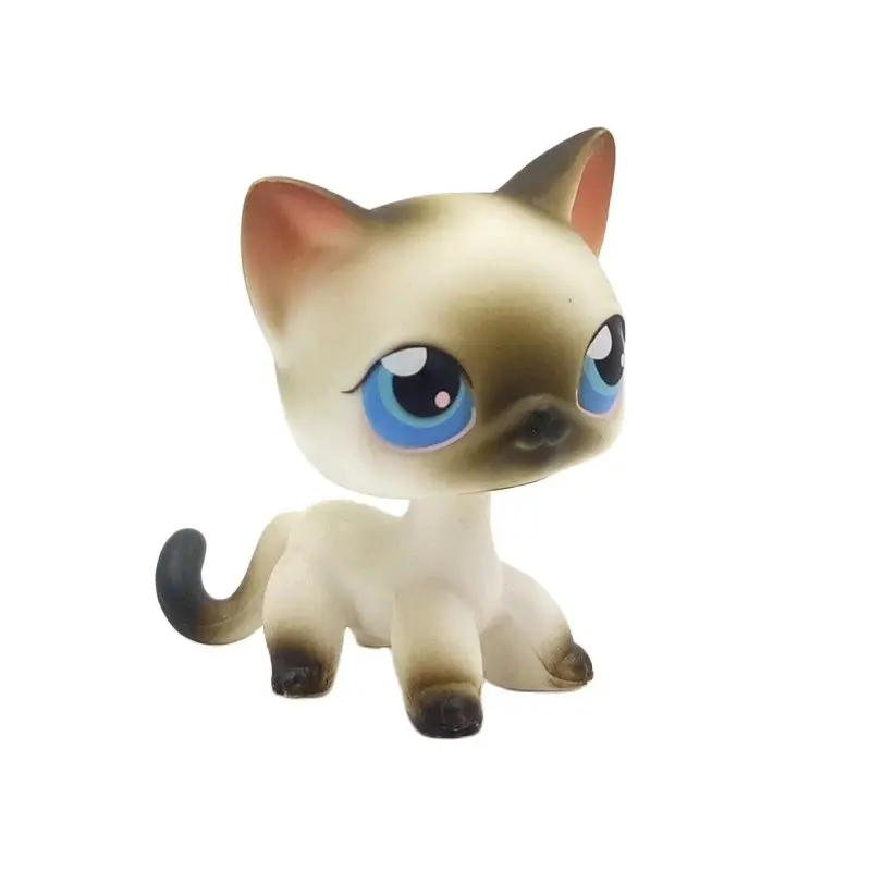Littlest Pet Shop Rare LPS Toys Short Hair Cat Kitten Blue Eyes Animals Figures 