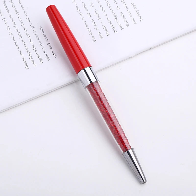 Кристальная шариковая ручка Swaroski с логотипом на заказ, алмазная Роскошная металлическая ручка для письма, милые школьные офисные канцелярские принадлежности, подарки - Цвет: Red