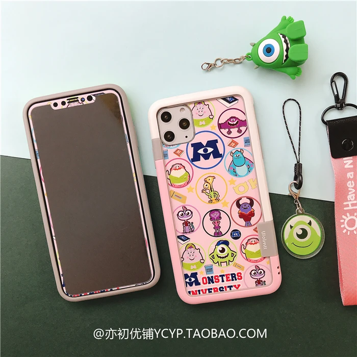 Для iphone 11 pro Max Cardcaptor Sakura закаленное стекло flim+ мягкий бампер для iphone XS Max XR 7 6S 8plus чехол с принтом "Сейлор Мун"+ 2 ремешка
