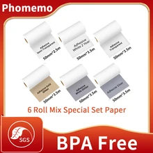 

Thermal Paper Phomemo Original Adheisve Sticker Photo Papel Autoadhesivo Colorful Transparent for M02 M02S M02Pro Photo Printer