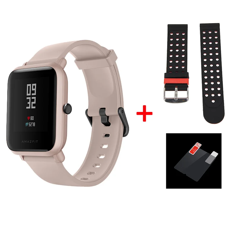 Смарт-часы Amazfit Bip Lite английская версия Huami Amazfit Bip LITE Мужские часы 45 дней Срок службы батареи 3ATM водонепроницаемые часы - Цвет: pink and black