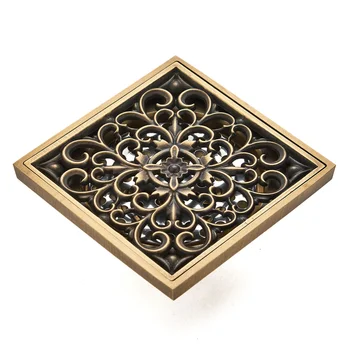 

1 Pc Floor Drain Imitation Antique Copper Patterned Creative Square Floor Strainer Deodorant Floor Drainer for Bathroom Lavatory