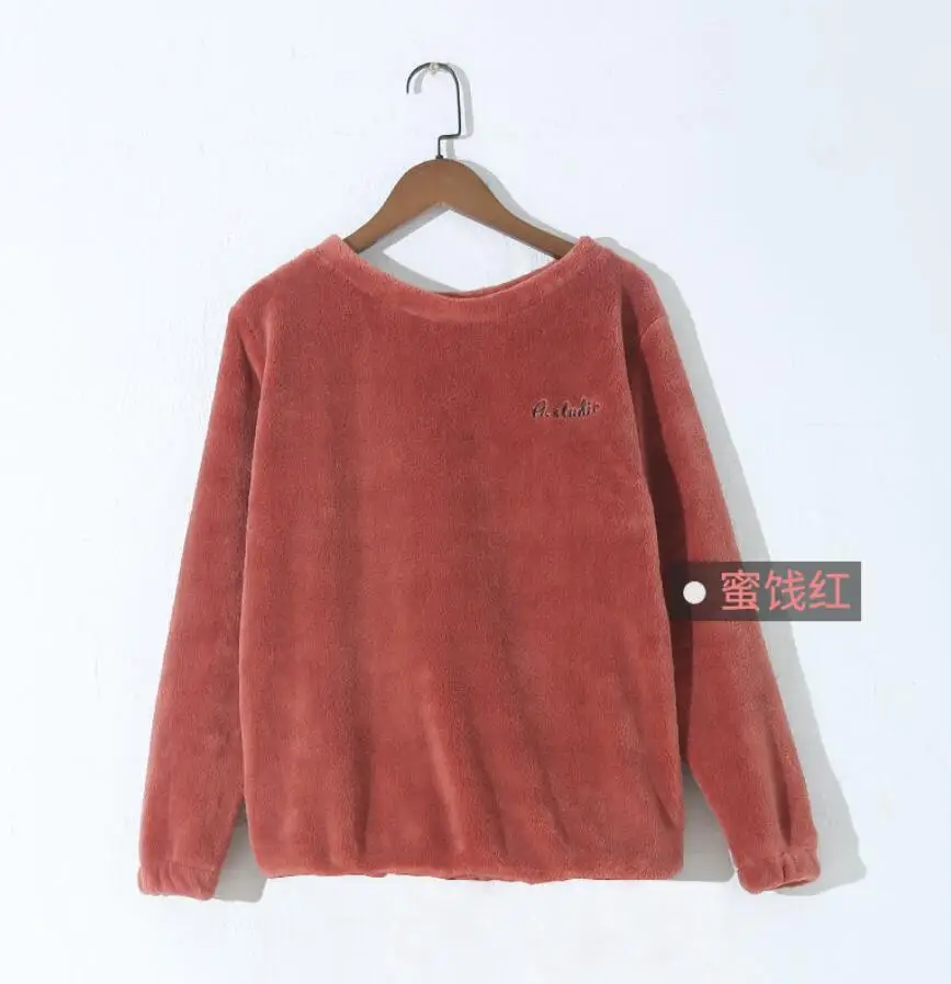 Red Tops Толстый женский пижамный комплект для женщин, зимние теплые фланелевые штаны, пижамные комплекты из двух предметов/комплект, Коралловая Пижама, Костюм Пижама для женщин - Цвет: Red Tops