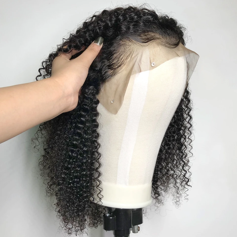 

Kinky Curly Lace Front Wig Pre Plucked Human Hair Wigs 150% Density Curly 13x4 Lace Frontal Wig for Black Women Bleached Knots