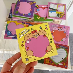 Bloc Notes ours coloré dessin animé kawaii, bloc Notes avec papier de poche, Message déchirable, papeterie, liste de choses à faire, fournitures scolaires 