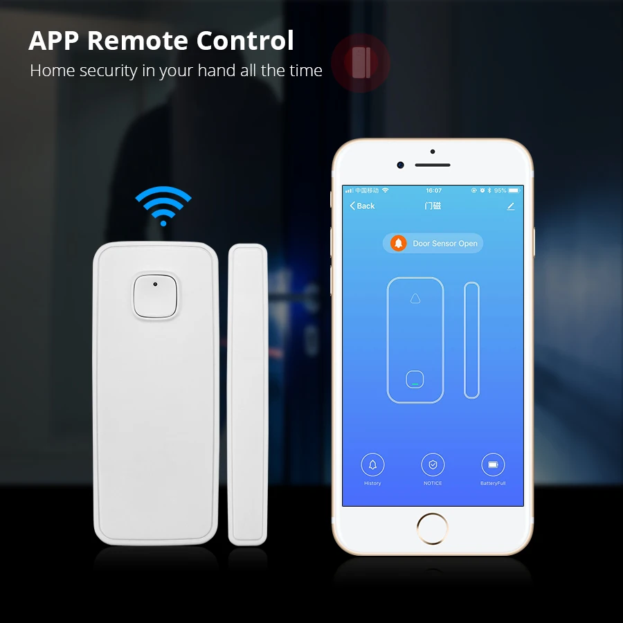 

Door Window Sensor Tuya APP Control Window Door Sensor Open / Closed Detector Wireless Smart Life Security App Works with Alexa