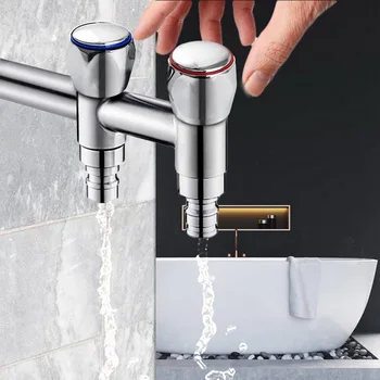 

Hot Cold Faucet Handle Knob Red+Blue 2Pcs/Set Faucet Knob Handle Universal Replacement Handle Silver Tone 2020