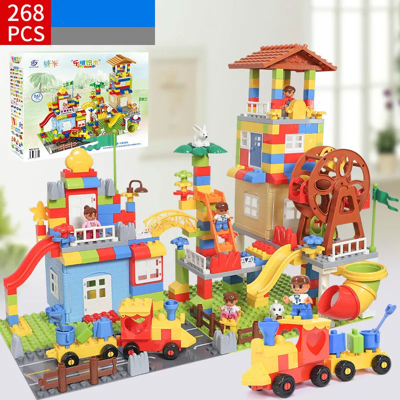 268pcs Детские игрушки большие частицы строительные блоки сборка вставки развивающие игрушки мальчики девочки колесо обозрения модель игрушки - Цвет: 268pcs