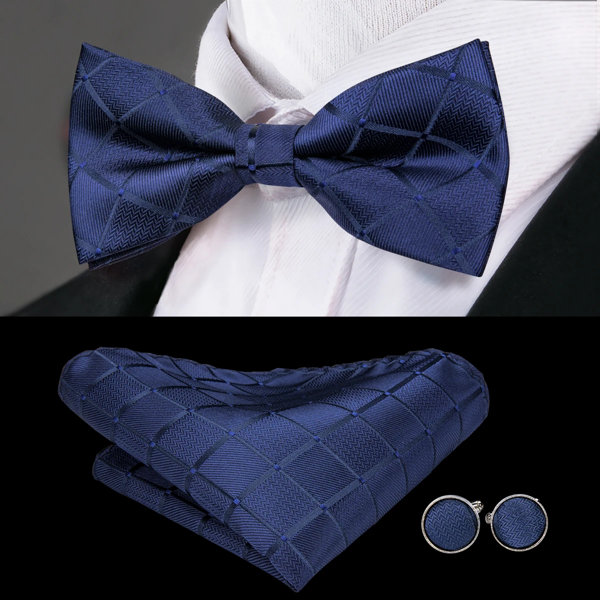 Hi-Tie, роскошные золотые шелковые галстуки-бабочки для мужчин, модные мужские желтые галстуки-бабочки, носовой платок, запонки, набор, галстук-бабочка для мужчин, Свадебный F-771 - Цвет: F-780