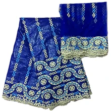 Новинка! Синий Базен riche getzner Высокое качество Африканский Базен riche getzner brode bazin brode женские модные цветы кружева для платья