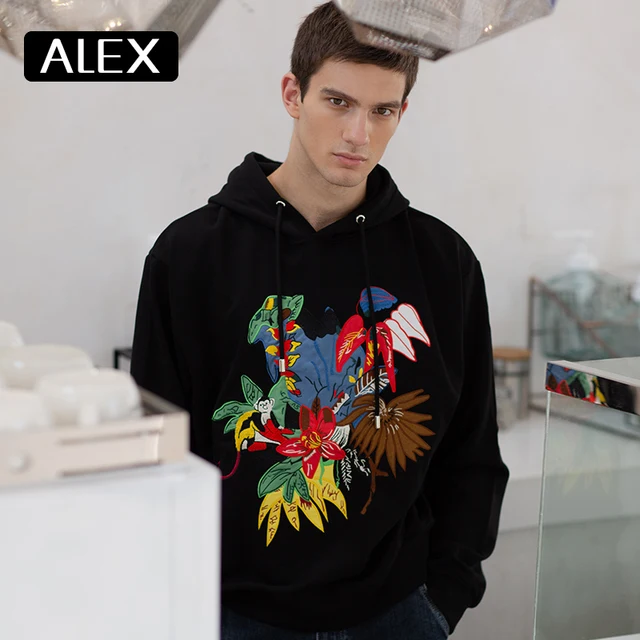 Alex Plein Oversized Hoodie Man Clothing Jungle Patch Embroidery One Piece Stylist Fashion 100%Cotton Streetwear Classic Winter 2