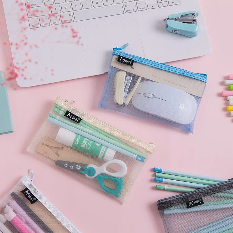 1 шт. Простой Прозрачный сетчатый пенал для карандашей офисные студенческие