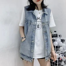 

Women Winter Loose Sleeveless Vest Summer Fashion Gilet 2021 Denim Vest Female Korean Spring Casual New Jacket Coat Clothing Ins