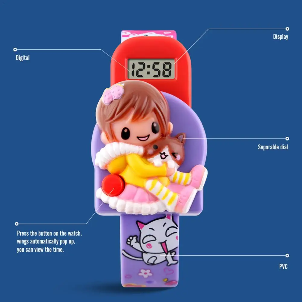 Классные детские электронные часы мультфильм игрушка Принцесса Кошка инновационные часы для детей студентов