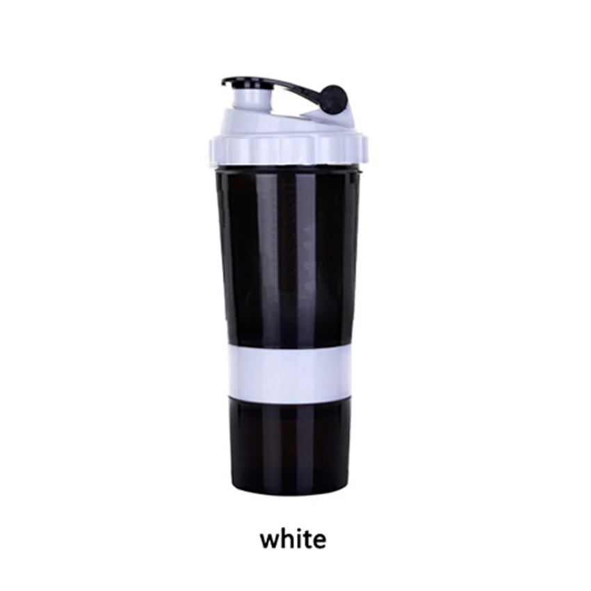 White 500 ml протеин порошок Портативный герметичность молочного коктейля шейкер бутылка для воды для спорта на открытом воздухе Фитнес упражнения шейкер - Цвет: White