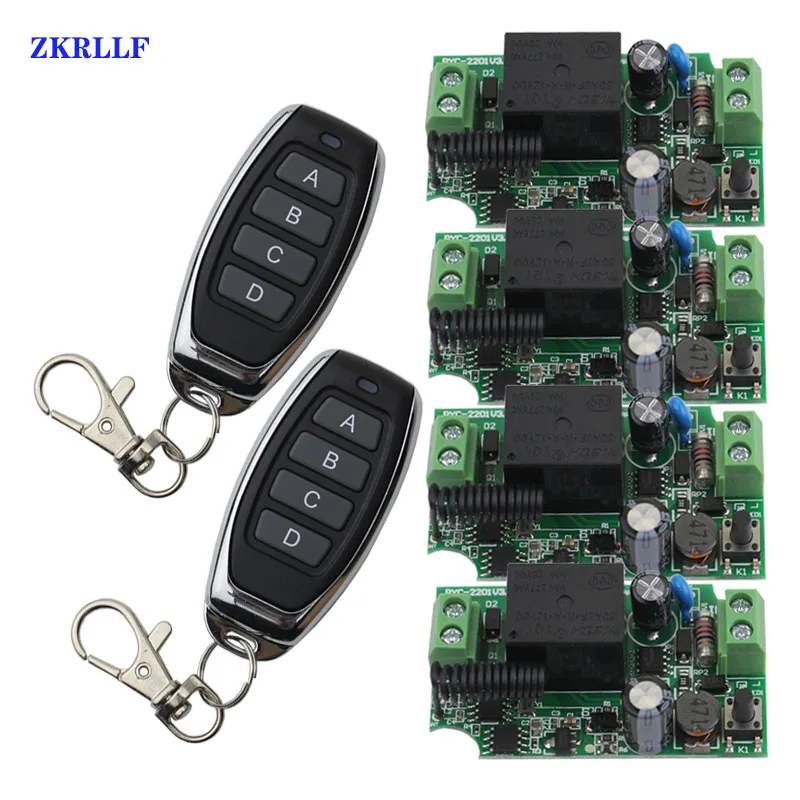 433Mhz Universal AC 110V 220V 1 CH Wireless Remote Control Switch Relay Receiver Module 4 CH RF LED Remote Transmitter Light DIY-1