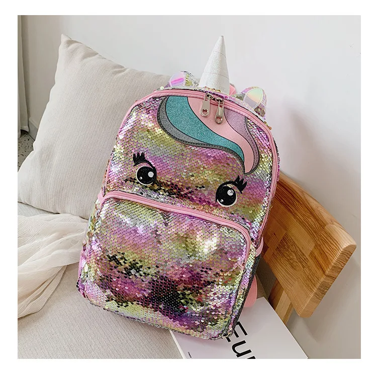Милый мультяшный рюкзак для девочек, детские школьные сумки с блестками, рюкзак с единорогом, Большой Рюкзак Kawaii, школьные сумки для детей, рюкзак Mochila Mujer