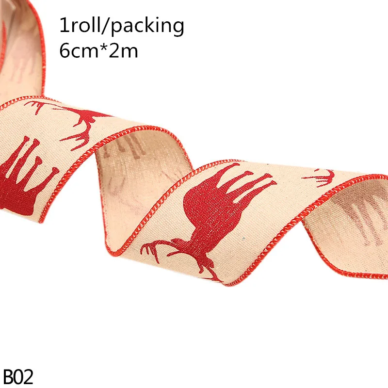 2 м Рождественская лента из натуральной джутовой мешковины в рулонах, Hessian печатная лента, Рождественская Снежинка, декоративная лента для новогодних, рождественских, рождественских, вечерние - Цвет: A02