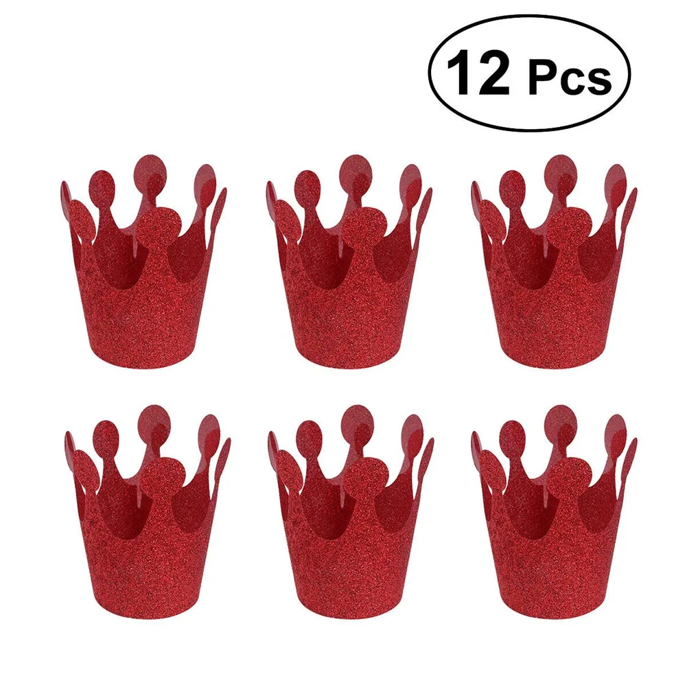 Rose Red 12 шт. прочные из ПВХ сверхлегкие милые декоративные блестки многоразовые модные подарок вечеринка по случаю Дня рождения поставки корона шляпа Bling Детские - Цвет: Rose Red