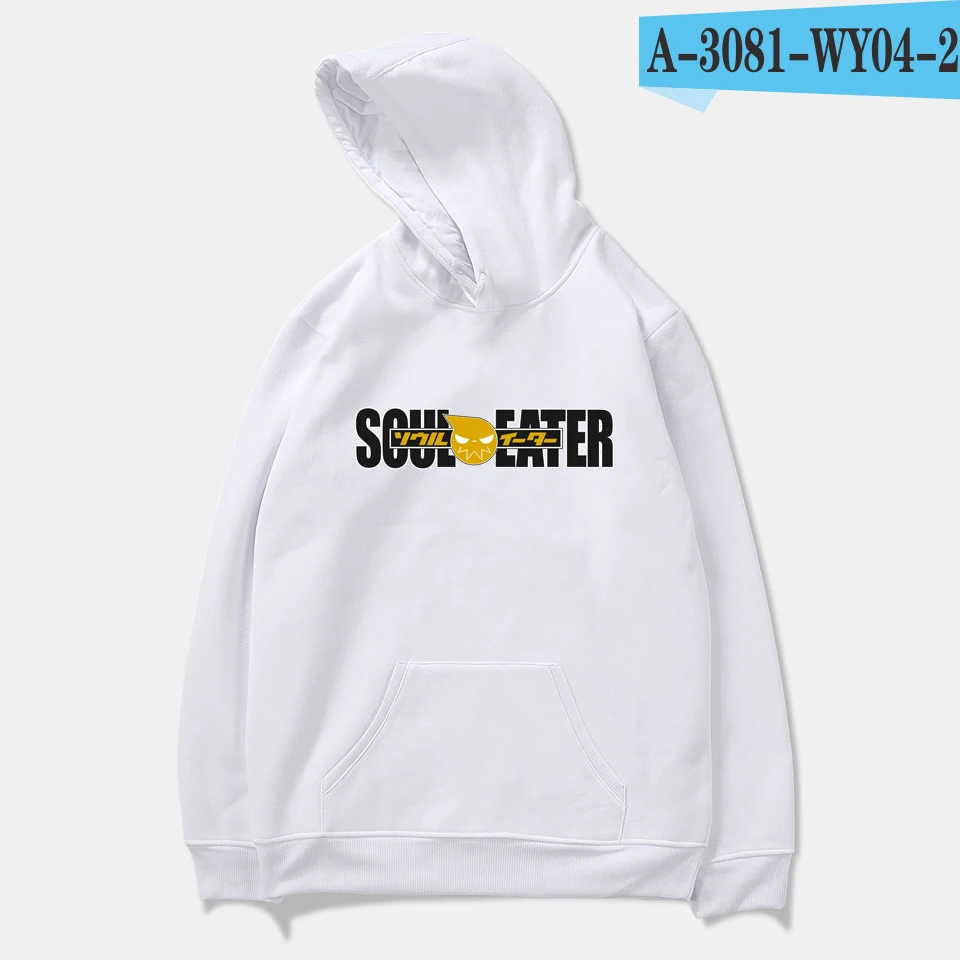 white Soul Eater, толстовки, мужские, женские, толстовка, пара, модные толстовки, Harajuku, Повседневная Толстовка, осень, базовые средства, хлопок, с капюшоном, пуловеры - Цвет: white
