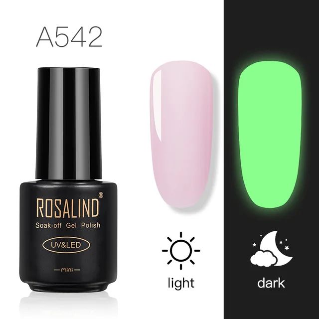 ROSALIND Nail Gel Polish Neon Luminous Hybrid Varnish Manicure Semi Permanent UV Gel Nail Art Base Top Coat Gel Nail Polish New RAA542