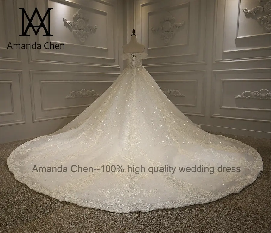 Hochzeitskleid с открытыми плечами кружева аппликация Новое свадебное платье
